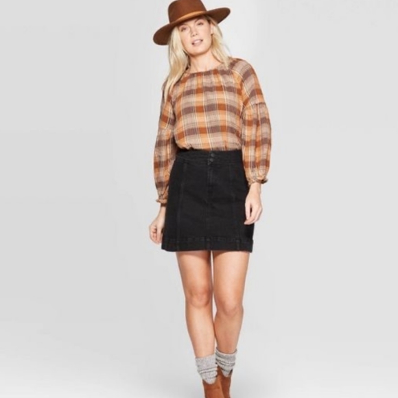 Orange Plaid Blouse - Picture 3 of 6